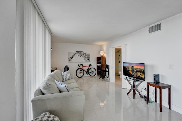 view of tiled living room