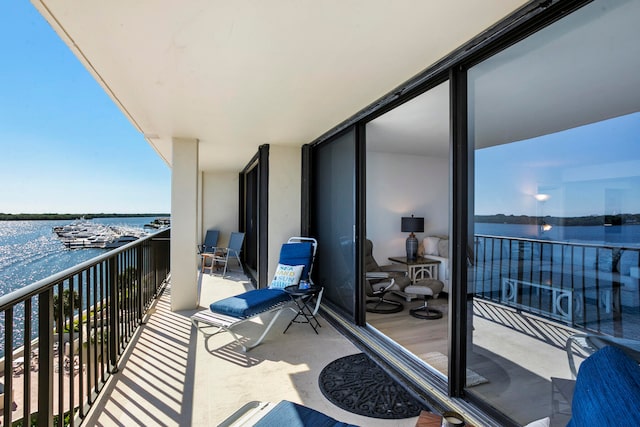 balcony with a water view