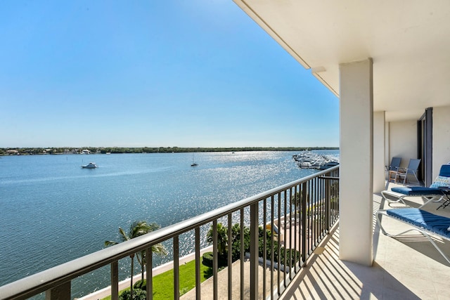 balcony with a water view