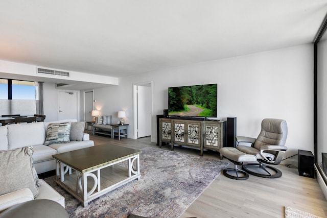 living room with light wood-type flooring