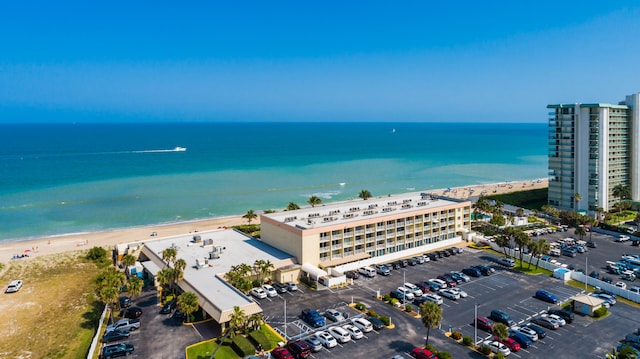 aerial view featuring a beach view and a water view