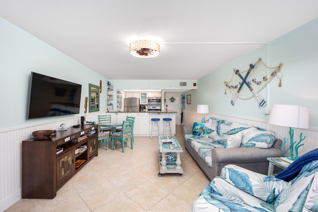 view of tiled living room