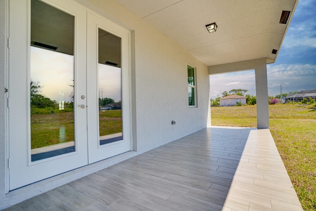 exterior space featuring french doors