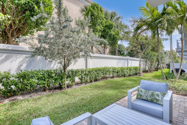 view of yard featuring a fenced backyard