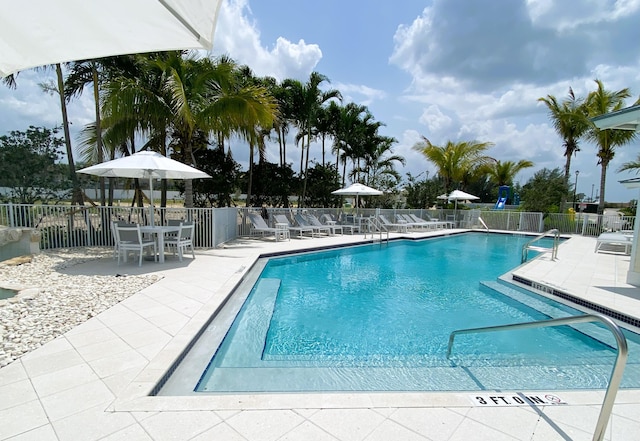 view of pool featuring a patio