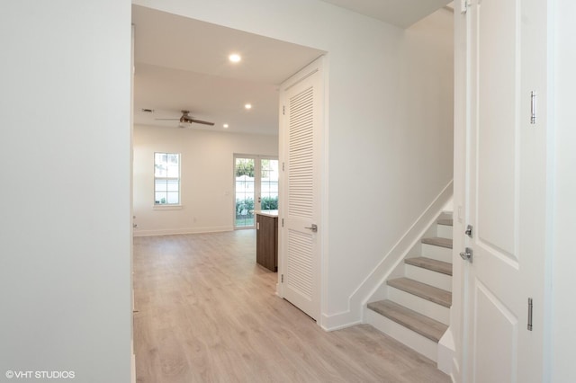 hall featuring light hardwood / wood-style flooring