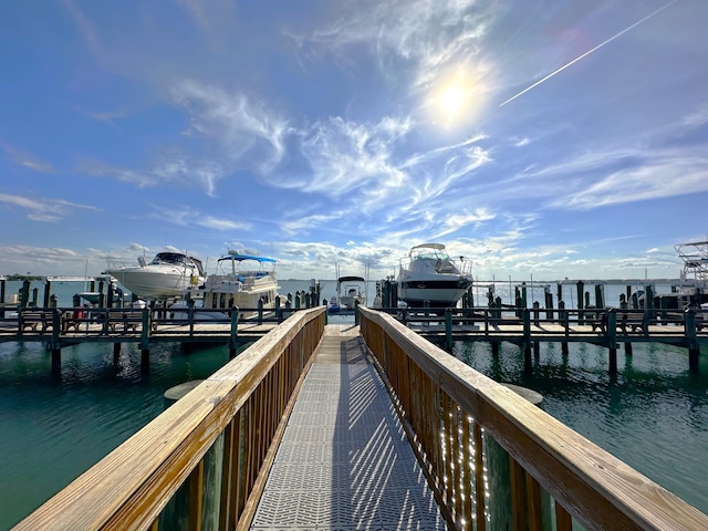 dock area featuring a water view