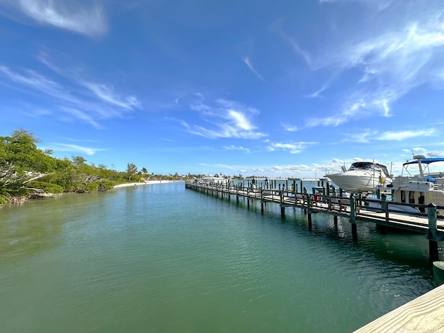 view of dock featuring a water view