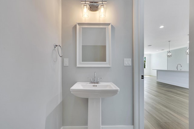 bathroom with sink and wood-type flooring