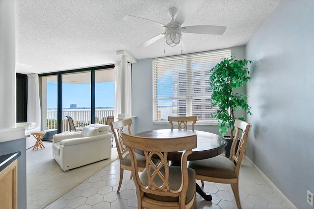 dining room with ceiling fan