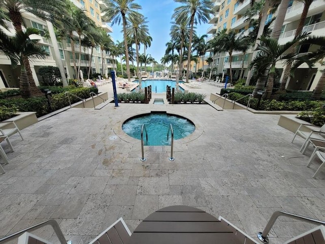 view of pool featuring a patio area