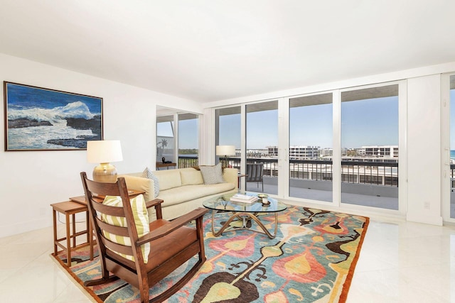 view of tiled living room