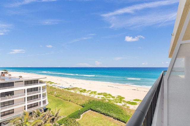 property view of water featuring a beach view