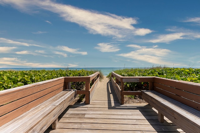 deck with a water view