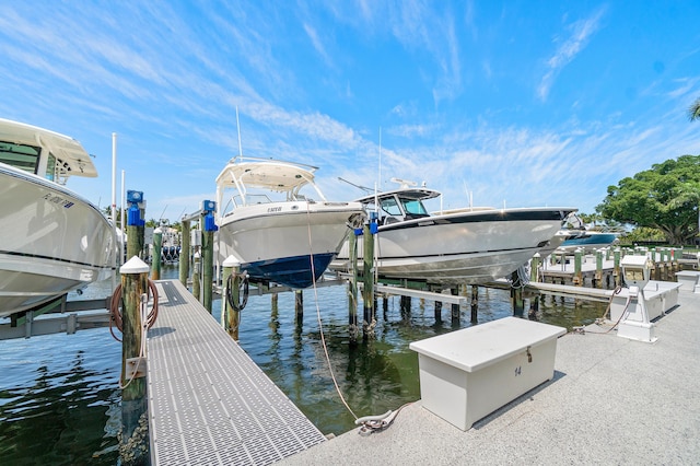 view of dock featuring a water view and boat lift