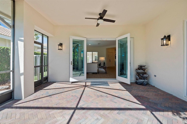 view of patio with ceiling fan