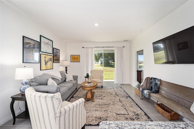 view of tiled living room