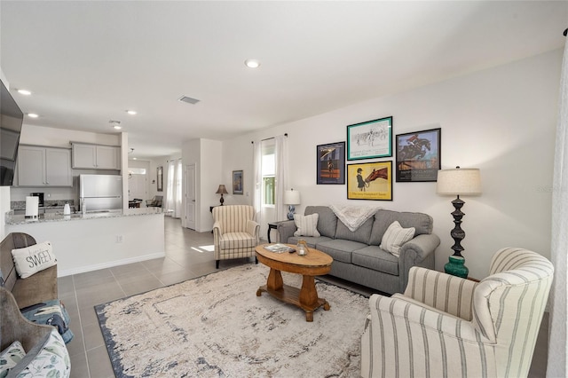 view of tiled living room