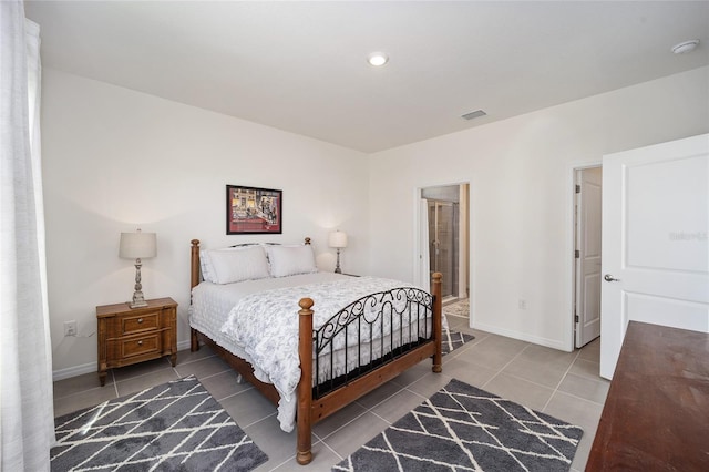 bedroom with tile floors