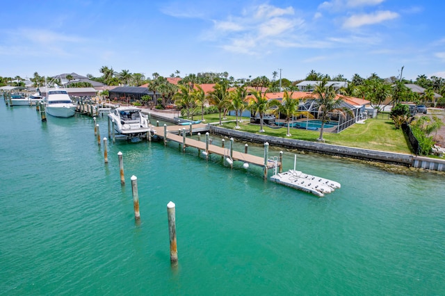 dock area featuring a water view