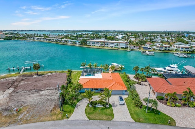 bird's eye view featuring a water view