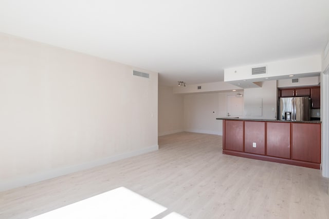 unfurnished living room featuring light hardwood / wood-style flooring