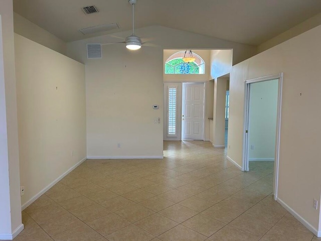 entryway featuring ceiling fan