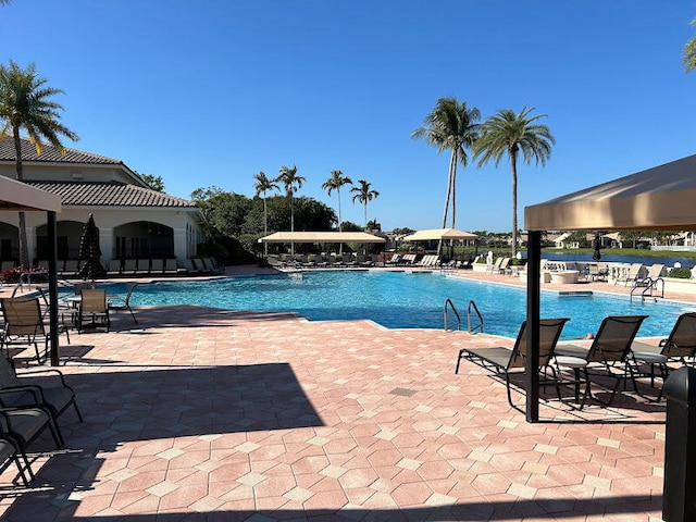 view of pool featuring a patio