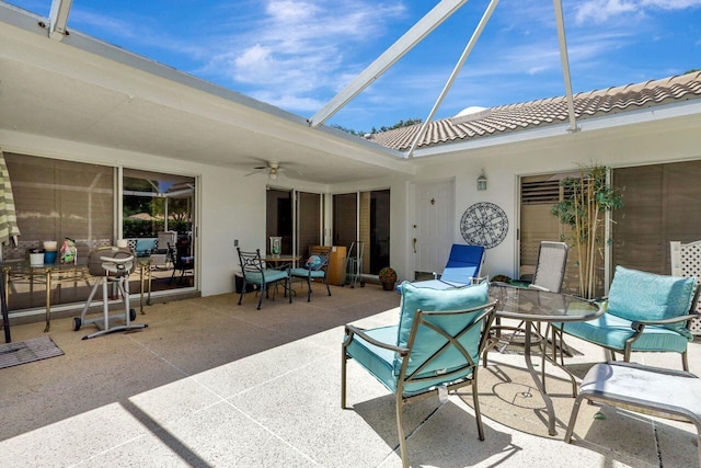 view of patio / terrace with ceiling fan