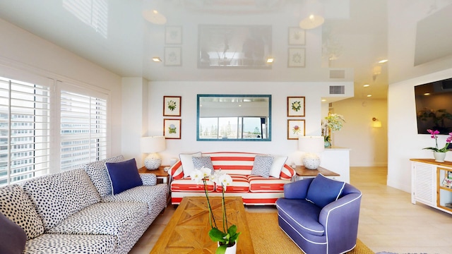 living room featuring light hardwood / wood-style flooring