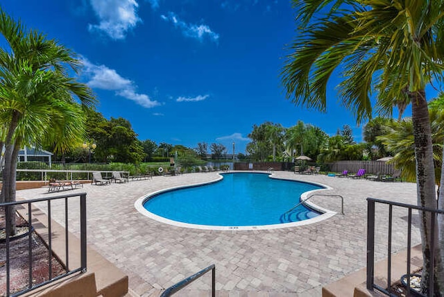 view of pool featuring a patio