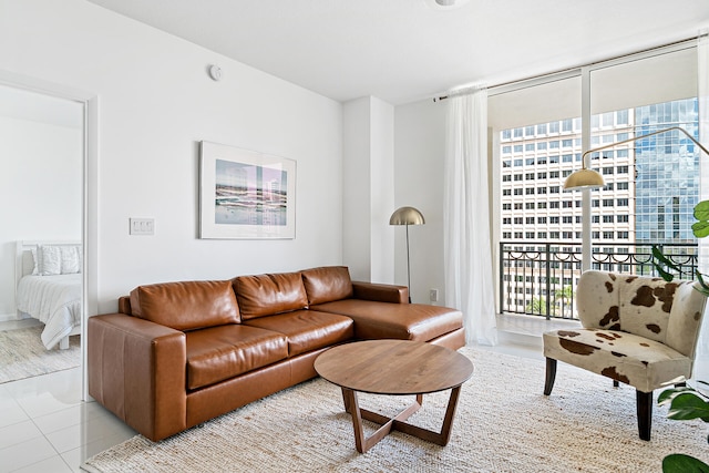 view of tiled living room