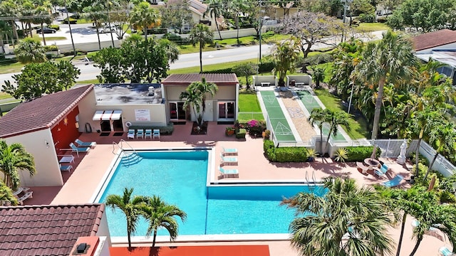 view of swimming pool with a patio