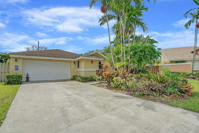 single story home featuring a garage