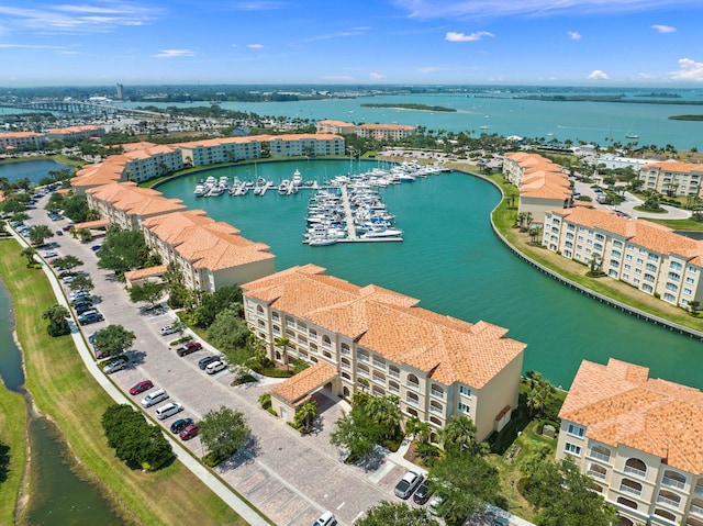 bird's eye view featuring a water view