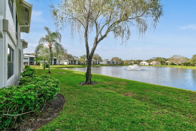 view of yard featuring a water view