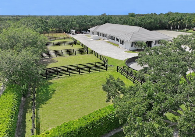 aerial view featuring a rural view