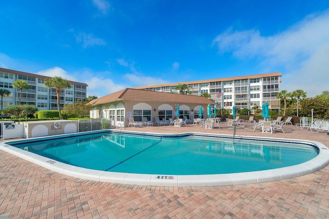 view of pool featuring a patio area