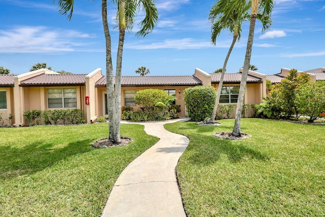 ranch-style home with a front yard