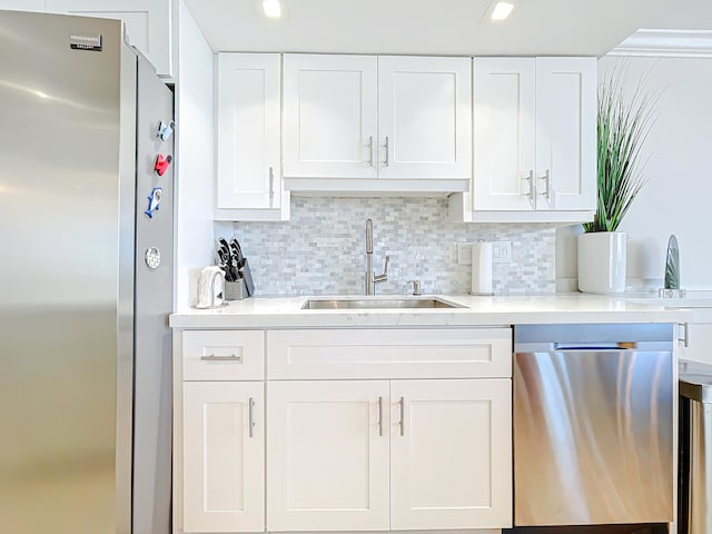 kitchen with white cabinetry, light tile flooring, black refrigerator with ice dispenser, light stone counters, and island exhaust hood