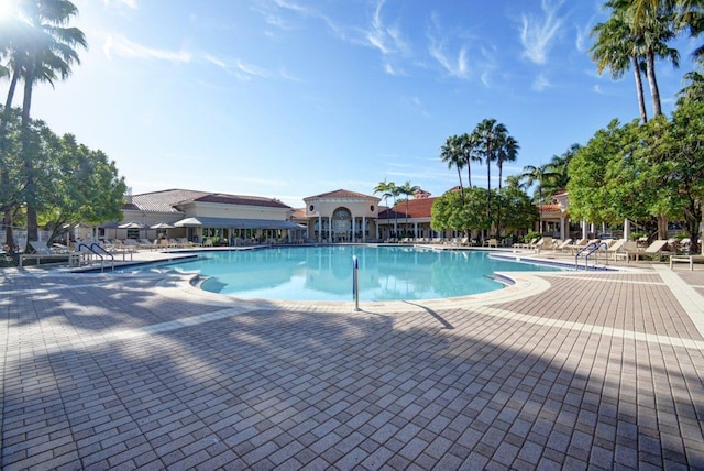 view of pool featuring a patio area