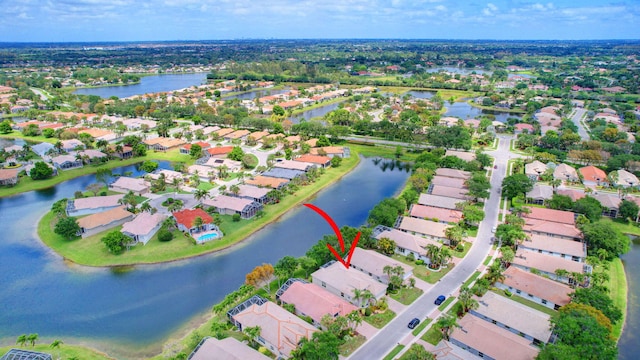 bird's eye view featuring a water view