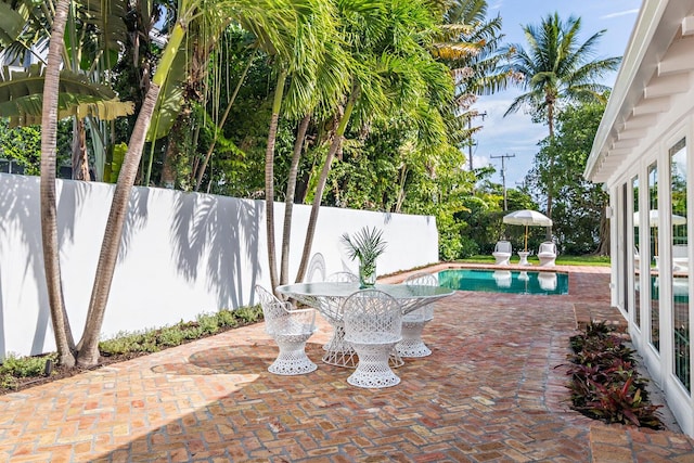 view of patio / terrace featuring a fenced in pool