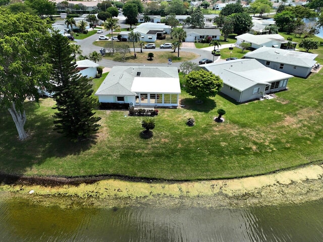 bird's eye view featuring a water view