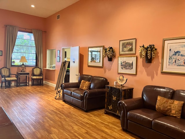 living room featuring light wood-type flooring