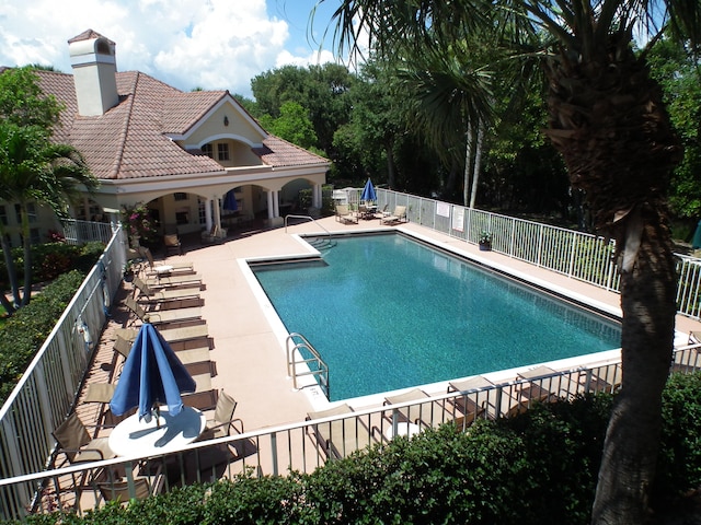 view of pool featuring a patio area