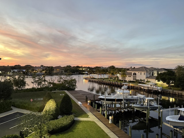 view of dock featuring a water view