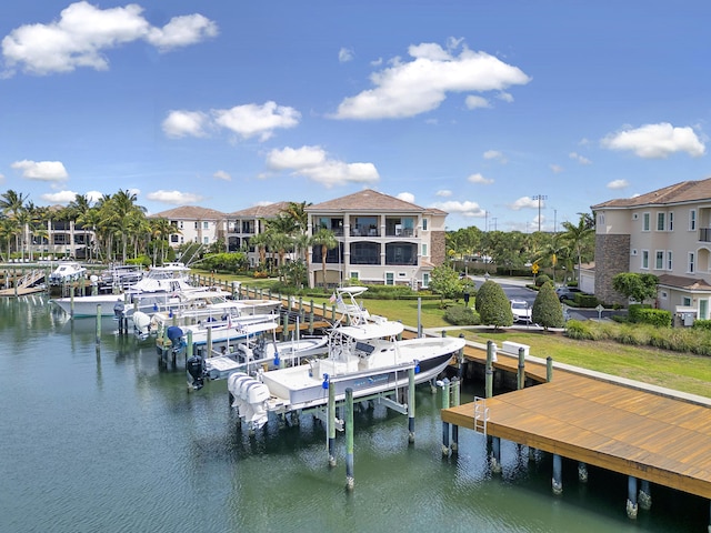 view of dock featuring a water view