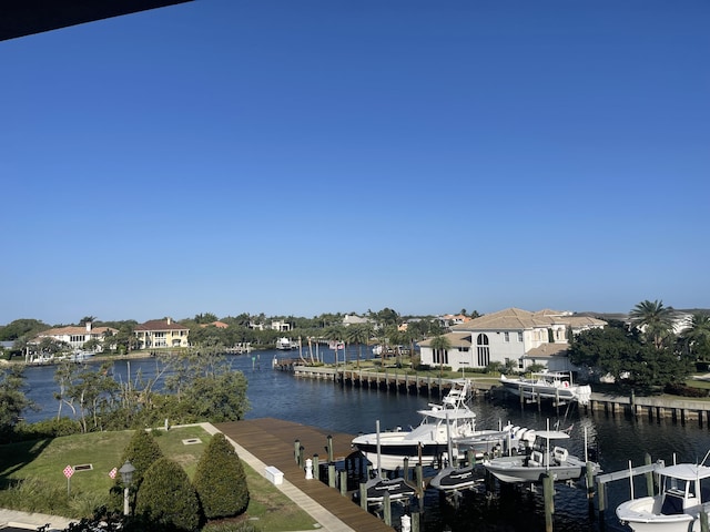 view of dock featuring a water view