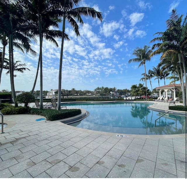 view of pool featuring a patio